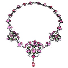 Pink and Green Paste Necklace