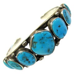 Navajo Ingot Silver and Turquoise Cuff