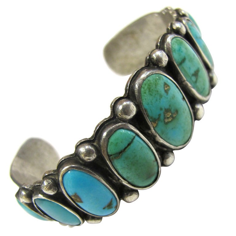 Navajo Ingot Silver and Turquoise Bracelet