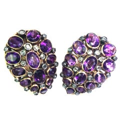 Amethyst and Diamond Pear Shaped Earrings