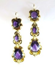 Antique Amethyst and 18kt Gold Pendant Earrings