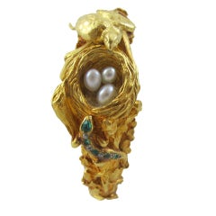 Victorian  Gold Branch Bracelet, with Emeralds & Diamonds