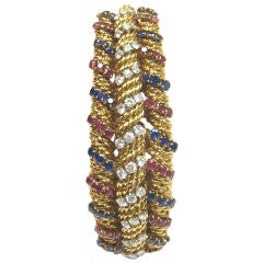 Verger Freres Gold, Diamond, Sapphire & Ruby Bracelet