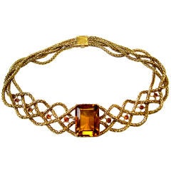HERMES Citrine Gold Choker Necklace.