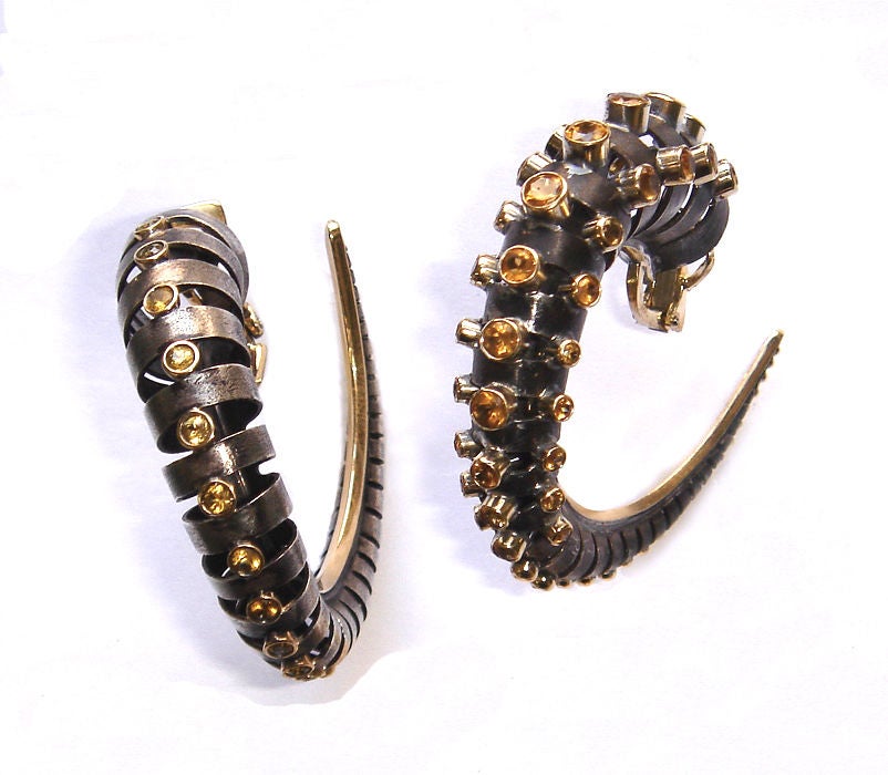 A bold choice with dark glamour...or choose the striking version with white diamonds. The Horn earrings were part of the Goth Exhibit at FIT curated by Valerie Steele. Marilyn Cooperman is a fine jewelry designer in New York City and a former