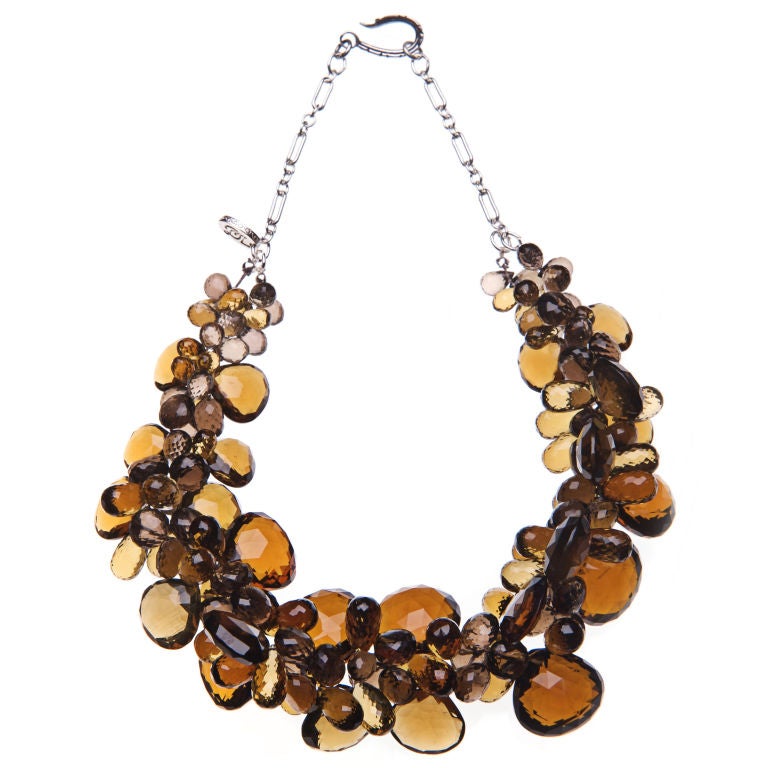 Cognac, Whiskey and Smoky Quartz Necklace at 1stdibs