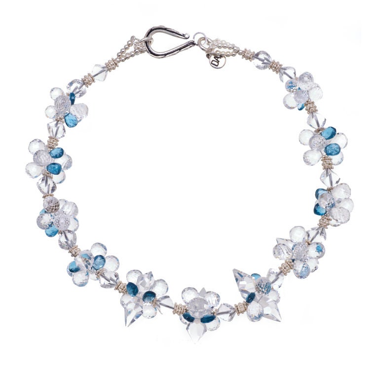 crystal quartz and london blue topaz necklace in sterling silver