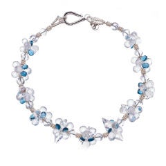 crystal quartz, london blue topaz and sterling silver necklace