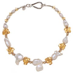 bubble baroque pearls with citrine, gold and sterling