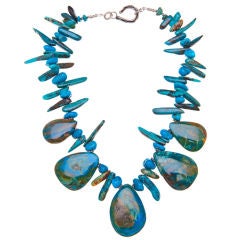 Deborah Liebman Chinese Opals Turquoise Sterling Silver Necklace 10
