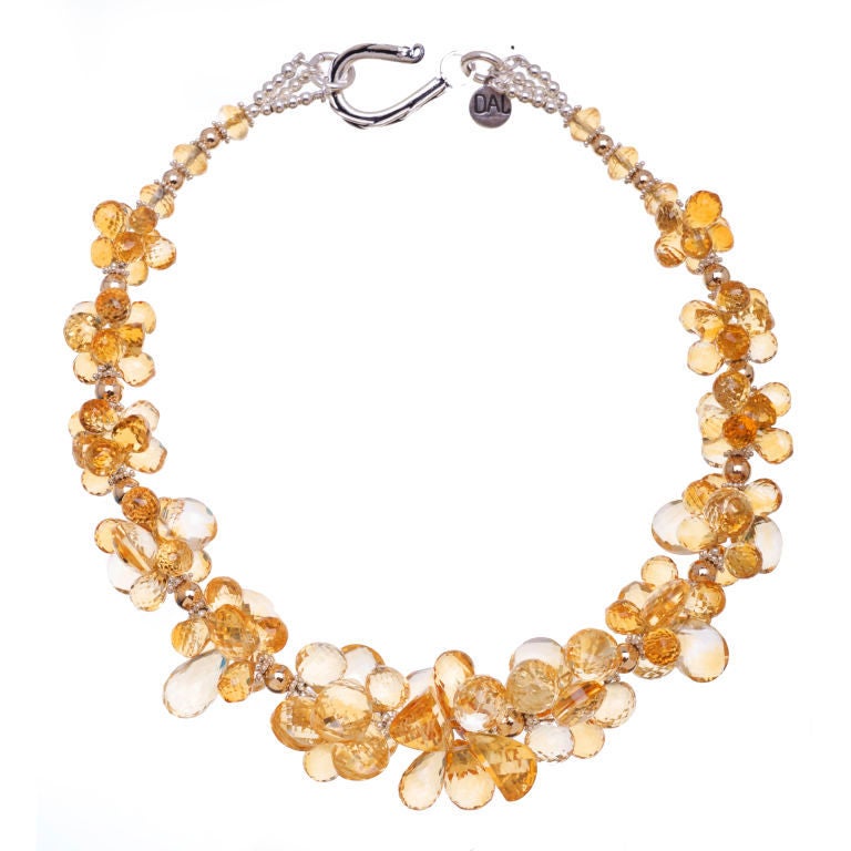 citrine necklace with gold and sterling