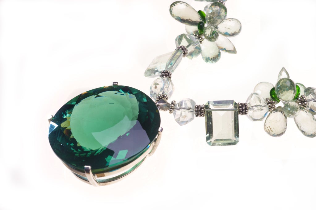 218 Carat Green Amethyst Pendant Necklace For Sale 1