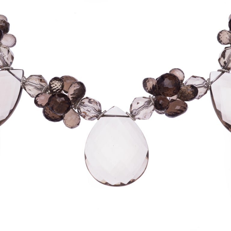 Modern Deborah Liebman Smoky Quartz and Sterling Silver Necklace For Sale