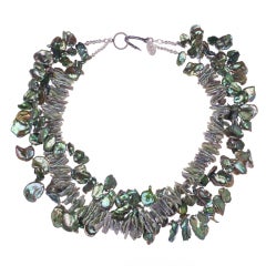 Deborah Liebman Multi-Strand Green Cornflake Pearls Necklace