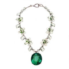 218 Carat Green Amethyst Pendant Necklace in Silver