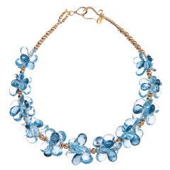 Swiss Blue Topaz and London Blue Topaz Necklace in Gold