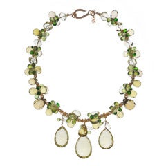 Deborah Liebman Golden Green Citrine Peridot Lemon Quartz Yellow Gold Necklace