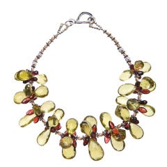 Lemon Quartz Garnet Silver Gold Necklace 11