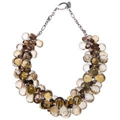 Golden Green Lemon and Smoky Quartz Silver Necklace 10