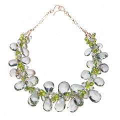 Green Amethyst Peridot Gold Ruisseau des Briolettes Necklace 3