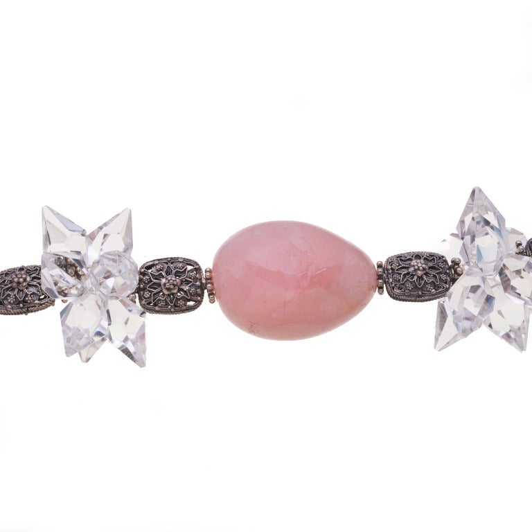 Modern Deborah Liebman Pink and Clear Crystal Quartz Necklace For Sale