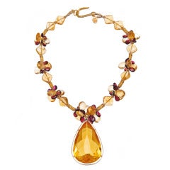 222 Carat Citrine Pendant Citrine Garnet Gold Necklace