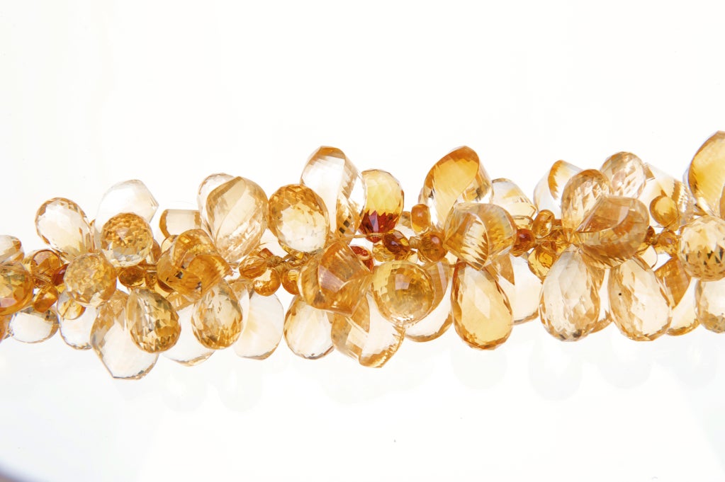 Modern Deborah Liebman Orange Citrine Ruisseau des Briolettes Necklace in Yellow Gold For Sale