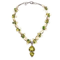 Deborah Liebman Golden Green Citrine Pendant Peridot Lemon Quartz Silver