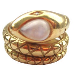 Temple St. Clair Moonstone and Gold Serpent Ring