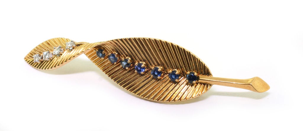 VAN CLEEF & ARPELS Paris  Gold Sapphire Diamond Brooch
