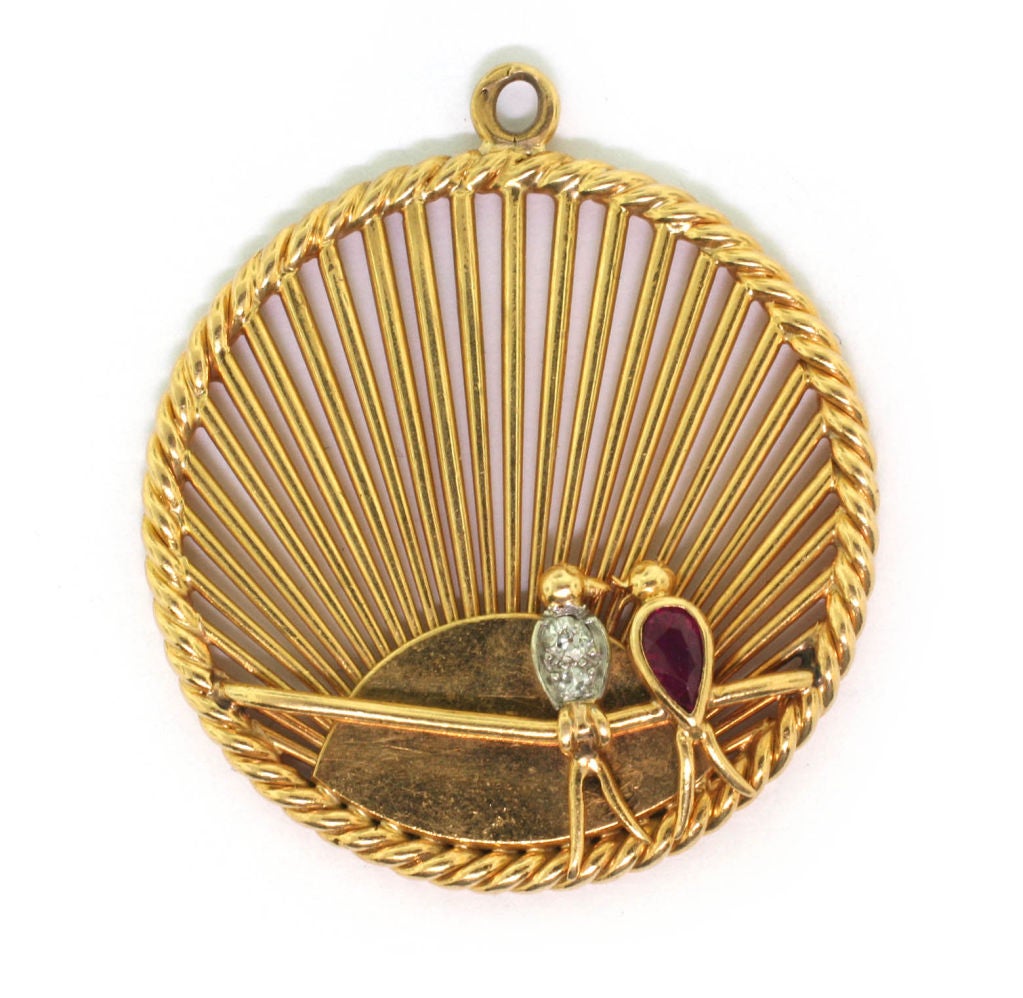 VAN CLEEF & ARPELS  Gold Rope Link Charm Bracelet.