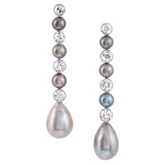 Pair of Natural Fancy-Coloured Pearl Drop Earrings