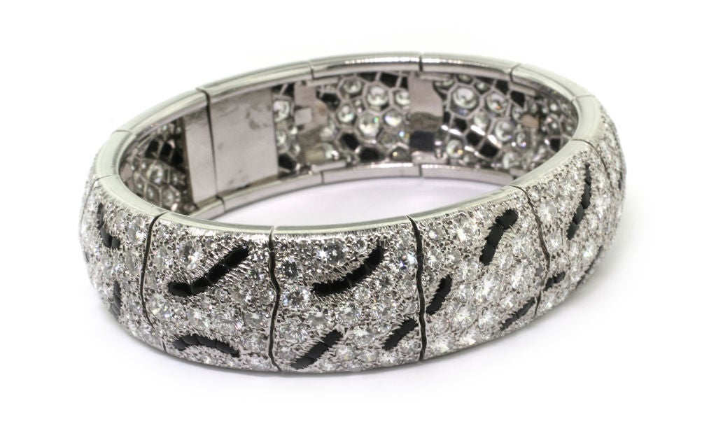 An Onyx and Diamond Bangle