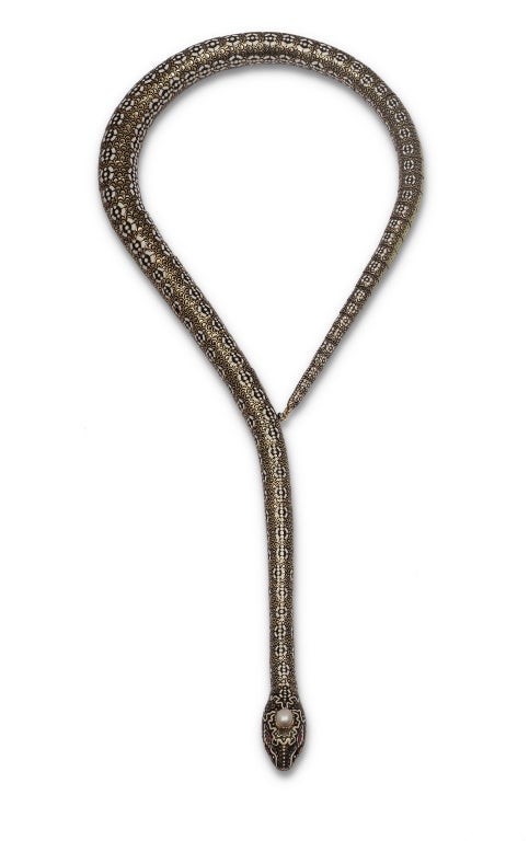 Victorian An Impressive Gem-Set Enamel Necklace With Vinaigrette. For Sale