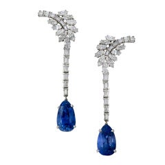 A Pair Of Sapphire Diamond Ear Pendants