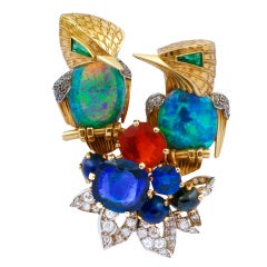 Vintage CARTIER LONDON Opal Sapphire Love Birds