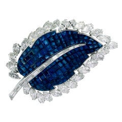 Sapphire and Diamond Leaf Brooch.