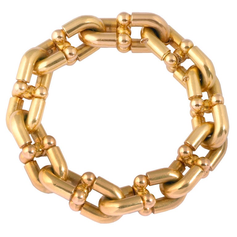 GEORGES LENFANT. A Yellow Gold Fancy Link Bracelet. For Sale