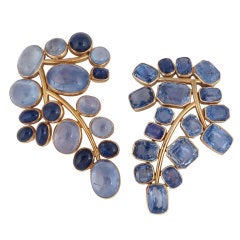 SUZANNE BELPERRON. Pair of Sapphire 'Branche' Brooches.