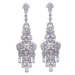 Antique A Pair of Art Deco Diamond Ear Pendants.