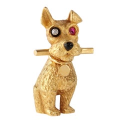 CARTIER. A Whimsical Gem-Set Dog Brooch