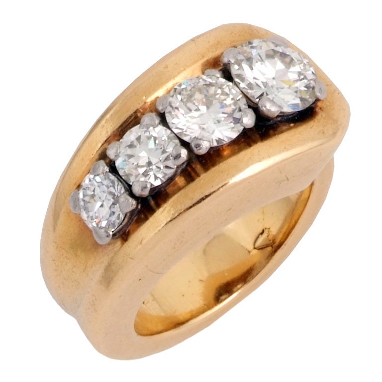 CARTIER. A Yellow Gold and Diamond Ring. For Sale