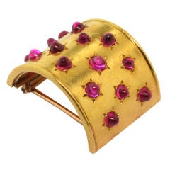 RENE BOIVIN. A Yellow Gold and Ruby Clip