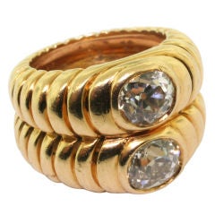 Vintage RENE BOIVIN. A Diamond Yellow Gold "Bibendum" Ring.
