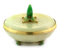 BOUCHERON. A jade, gold and enamel bowl with lid.