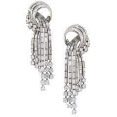 A Pair of 1950
s French Diamond Waterfall Cascade Earrings A Pair of 1950
s French Diamond Waterfall Cascade Earrings