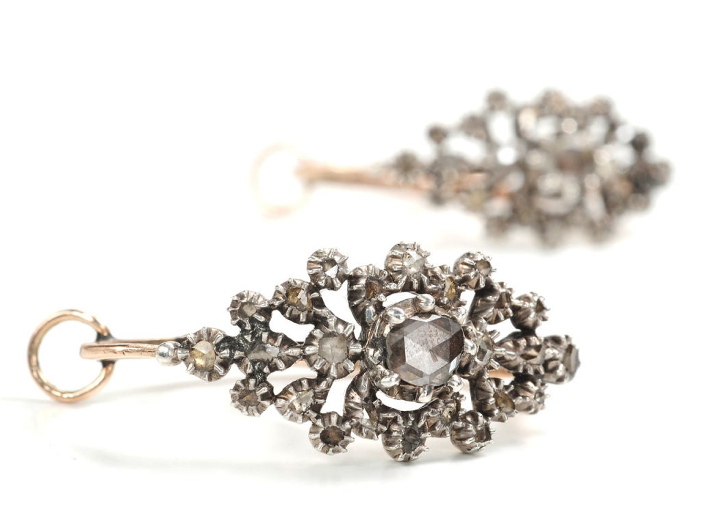 Flurry of Ice  - Georgian Diamond Hoop Earrings