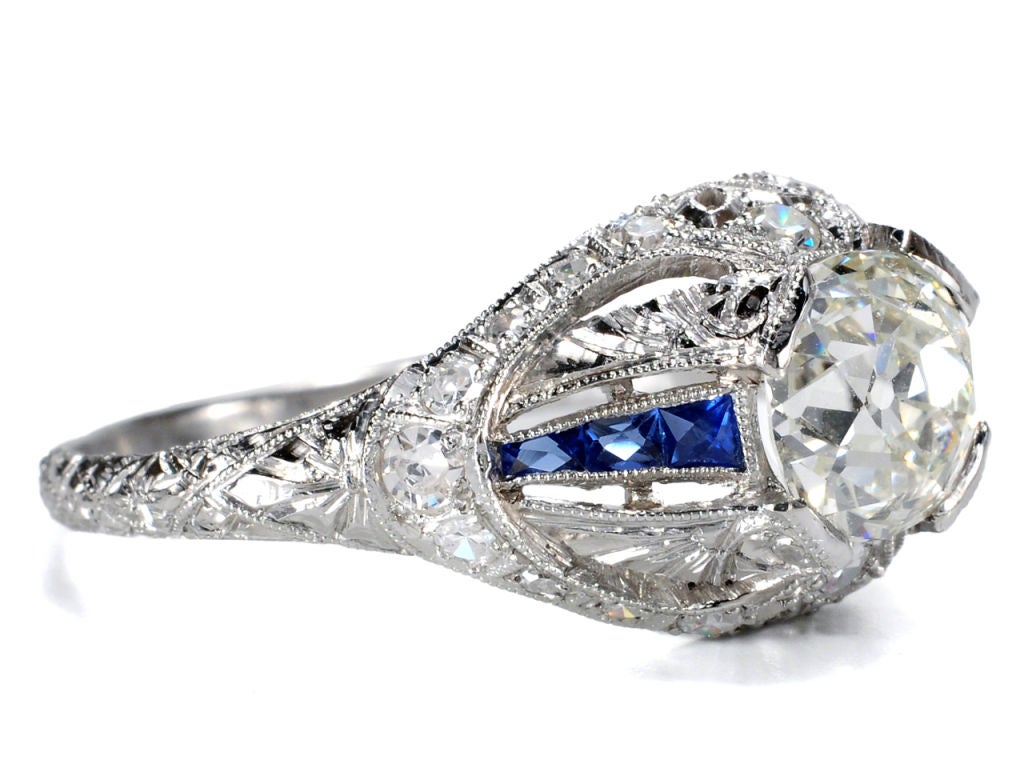 Women's Celestial Art Deco Diamond Sapphire Ring