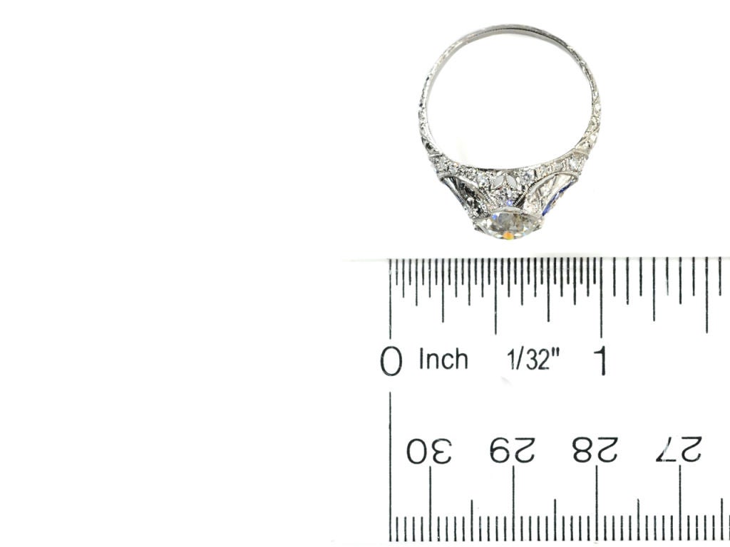 Celestial Art Deco Diamond Sapphire Ring 5