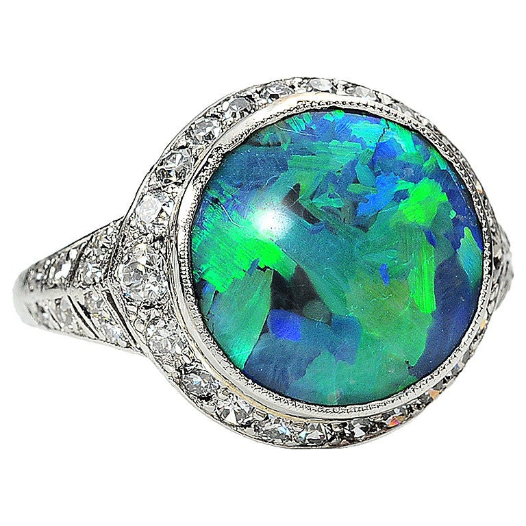 J. E. Caldwell Black Opal & Diamond Ring